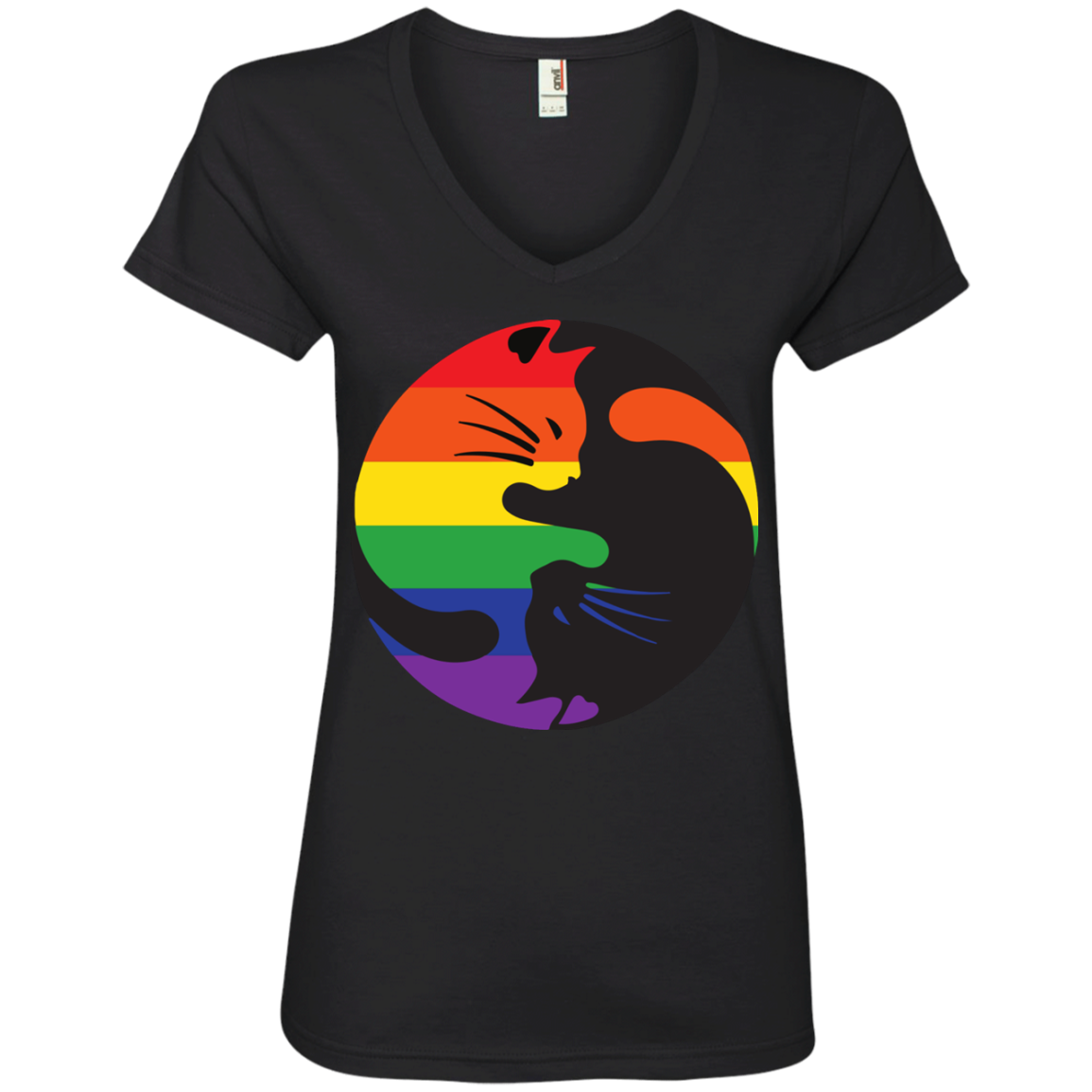 Rainbow Cat Yin Yang Pride T Shirt