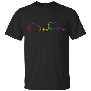 Pride Stethoscope Style Shirt LGBT Pride Nurse Logo black Tshirt