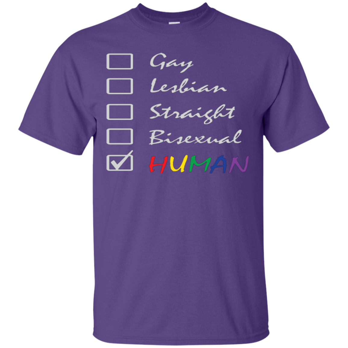 Human Check Box LGBT Pride Purple T Shirt Human Equality LGBT Pride Purple Tshirt for Men