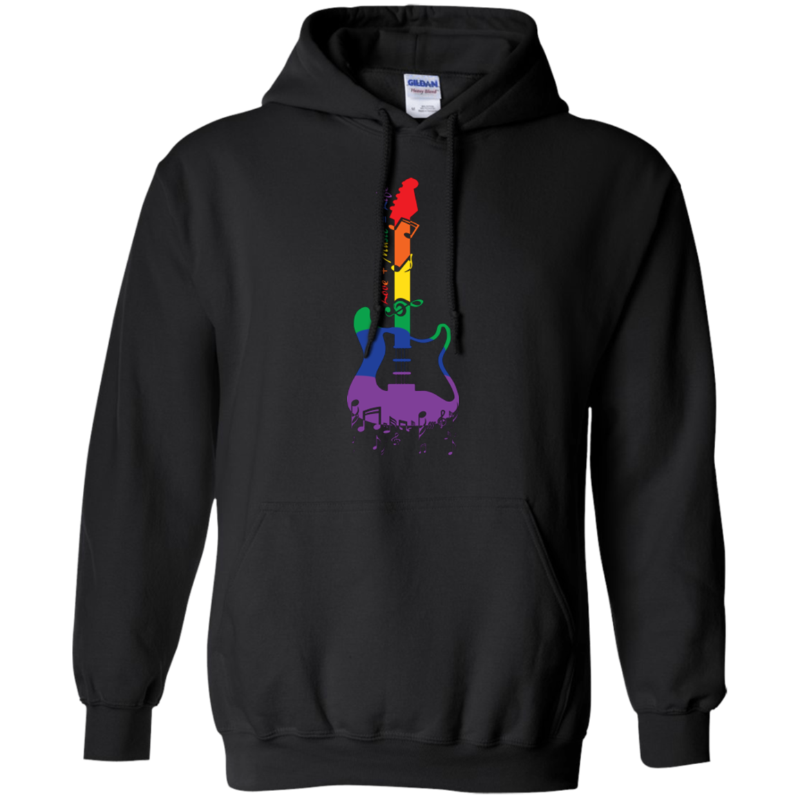 Rainbow guitar LGBT Pride black hoodie for men & women music lover