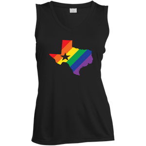 LGBT Pride texas print on black sleeveless women tshirt