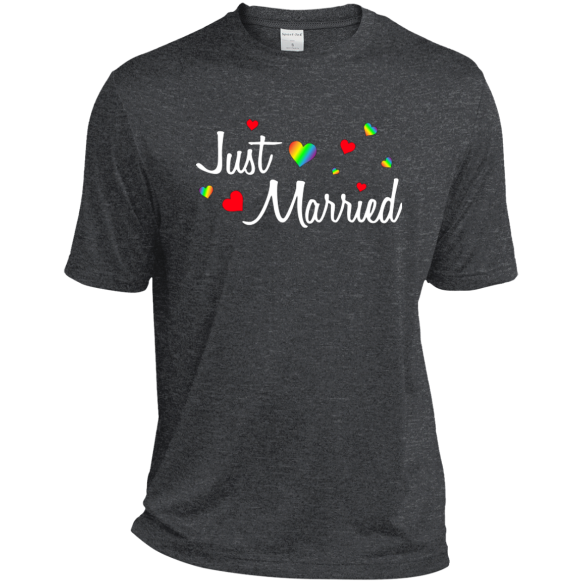 Just Married Rainbow Hearts Shirt