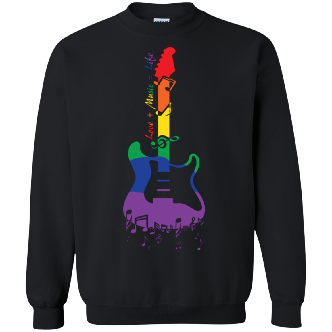 Rainbow guitar LGBT Pride black sweatshirt for men & women music lover