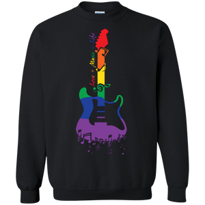 Rainbow guitar LGBT Pride black sweatshirt for men & women music lover