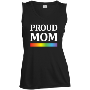 LGBT Pride "Proud Mom"  pink sleevless tshirt for Women