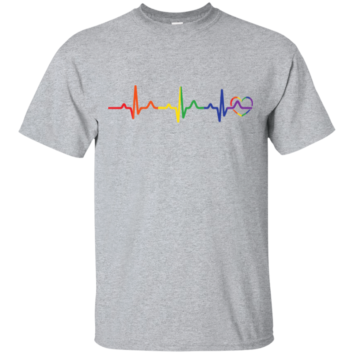 Rainbow Heartbeat black round neck half sleeves Gay Pride T Shirt