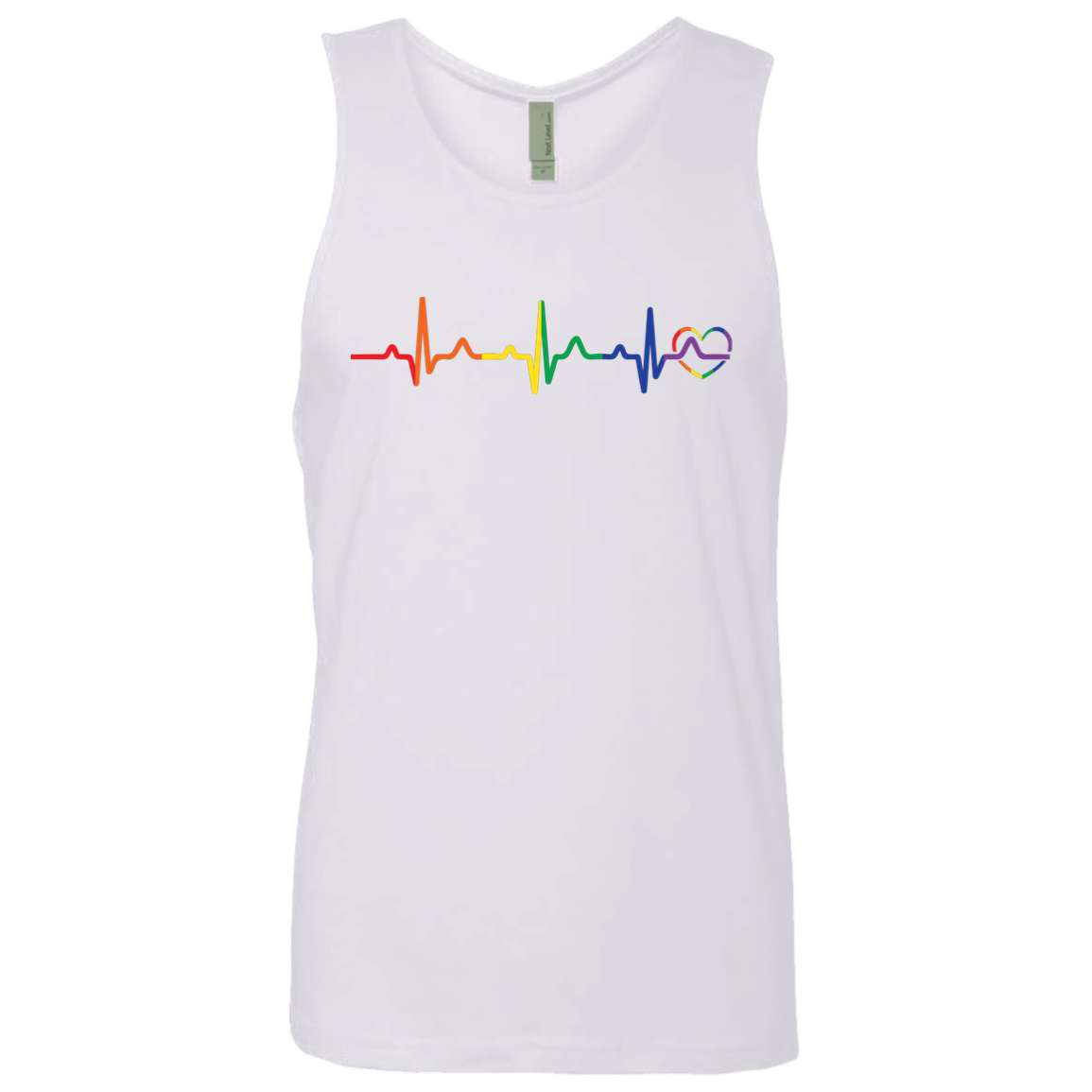 Rainbow Heartbeat Gay Pride Men's white Tank Top