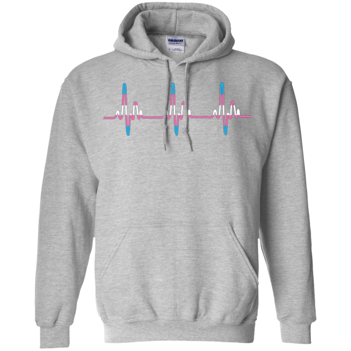 Trans Pride grey full sleeves hoodie for men & women Trans Heartbeat grey full sleeves Hoodie for men & women