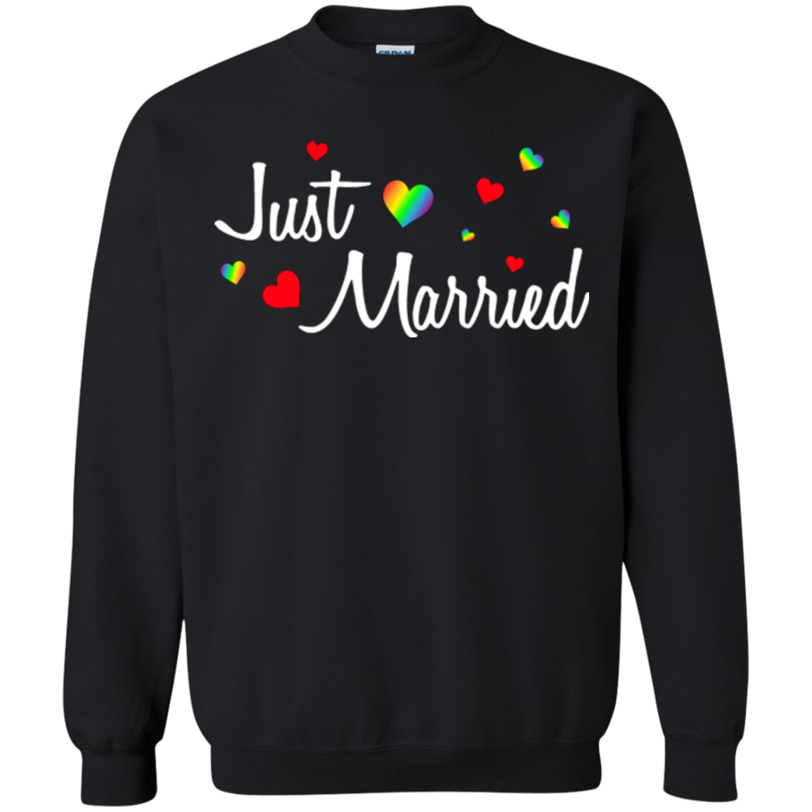 Just Married Rainbow Hearts Shirt