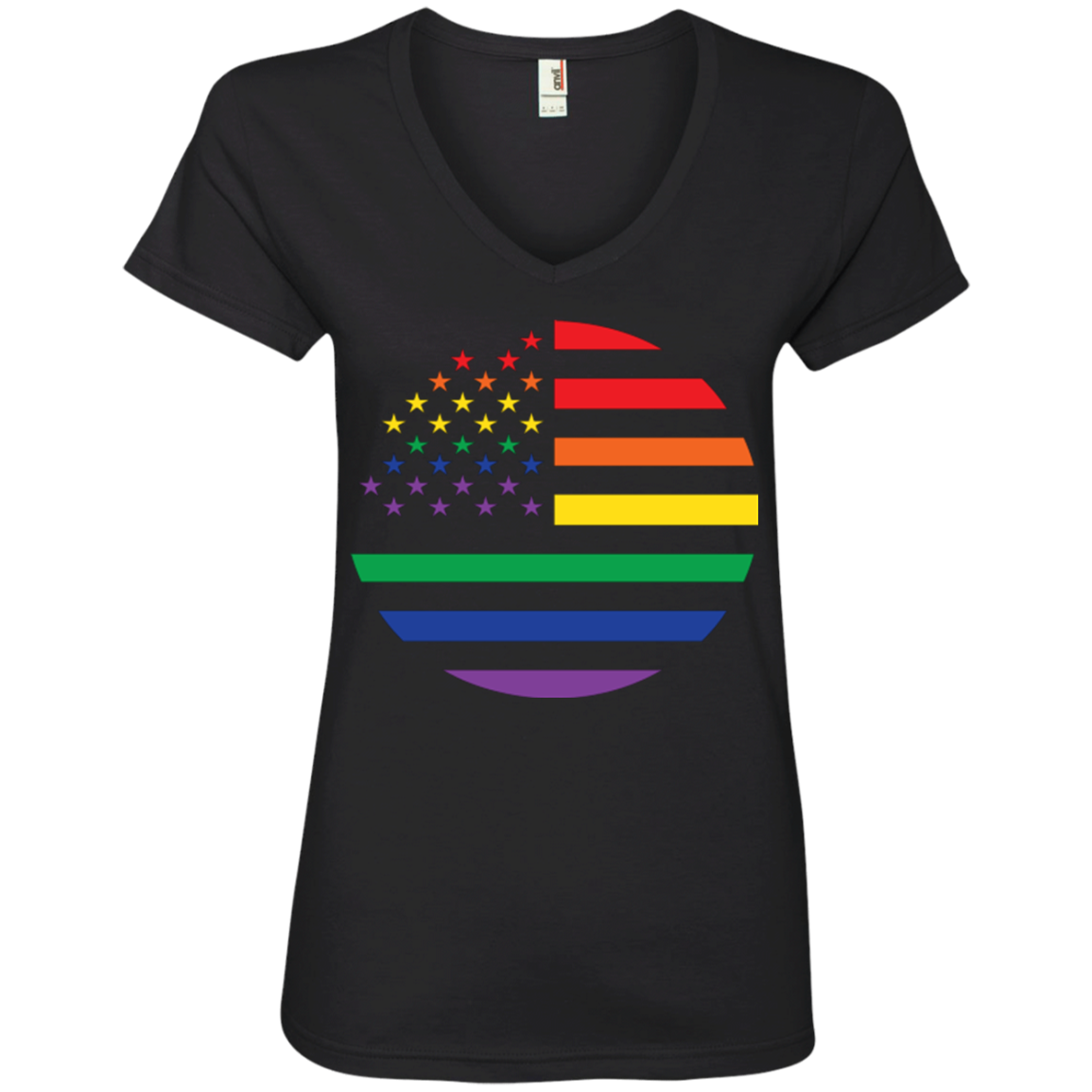 Circular Rainbow Flag Gay Pride Shirt v neck women t shirt