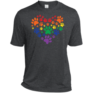 Rainbow Paw Print Love dark gray tshirt for men