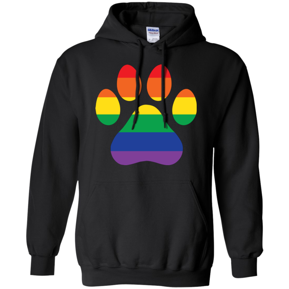 Rainbow Paw Print Black Hoodie for Men & Women pet lover Hoodie for Men & Women