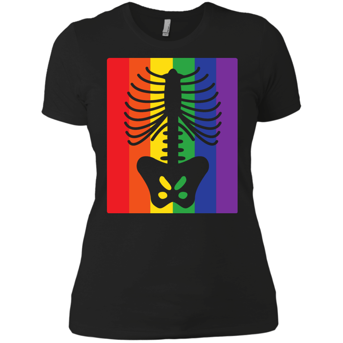 Gay Pride Halloween Shirt - Half Skeleton