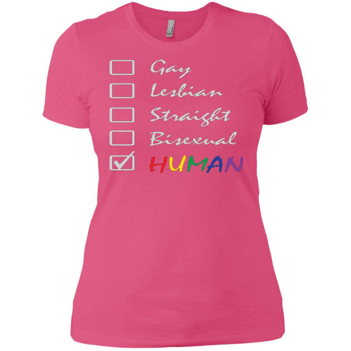 Human Check Box LGBT Pride pink T Shirt for Women Human Equality LGBT Pride pink Tshirt for Women