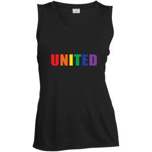 "United" Gay Pride v-Neck sleeveless black Shirt LGBT Pride Tshirt for women