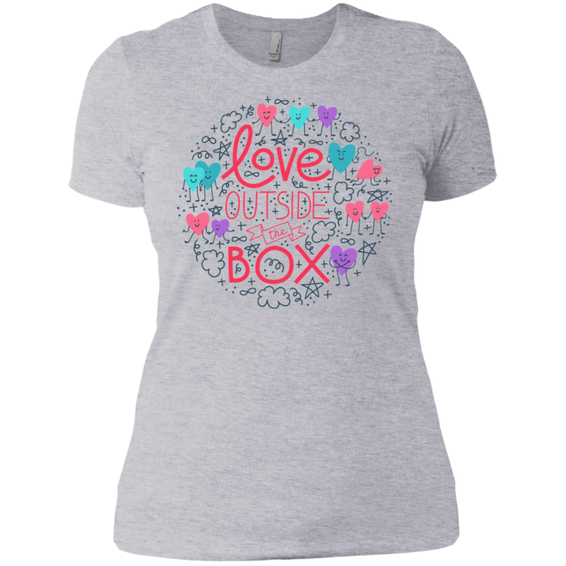 Love Outside The Box Half Sleeves tshirt for women LGBT Pride frey round neck women tshirt