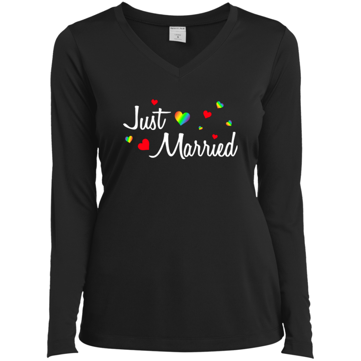 Just Married Rainbow Hearts Shirt