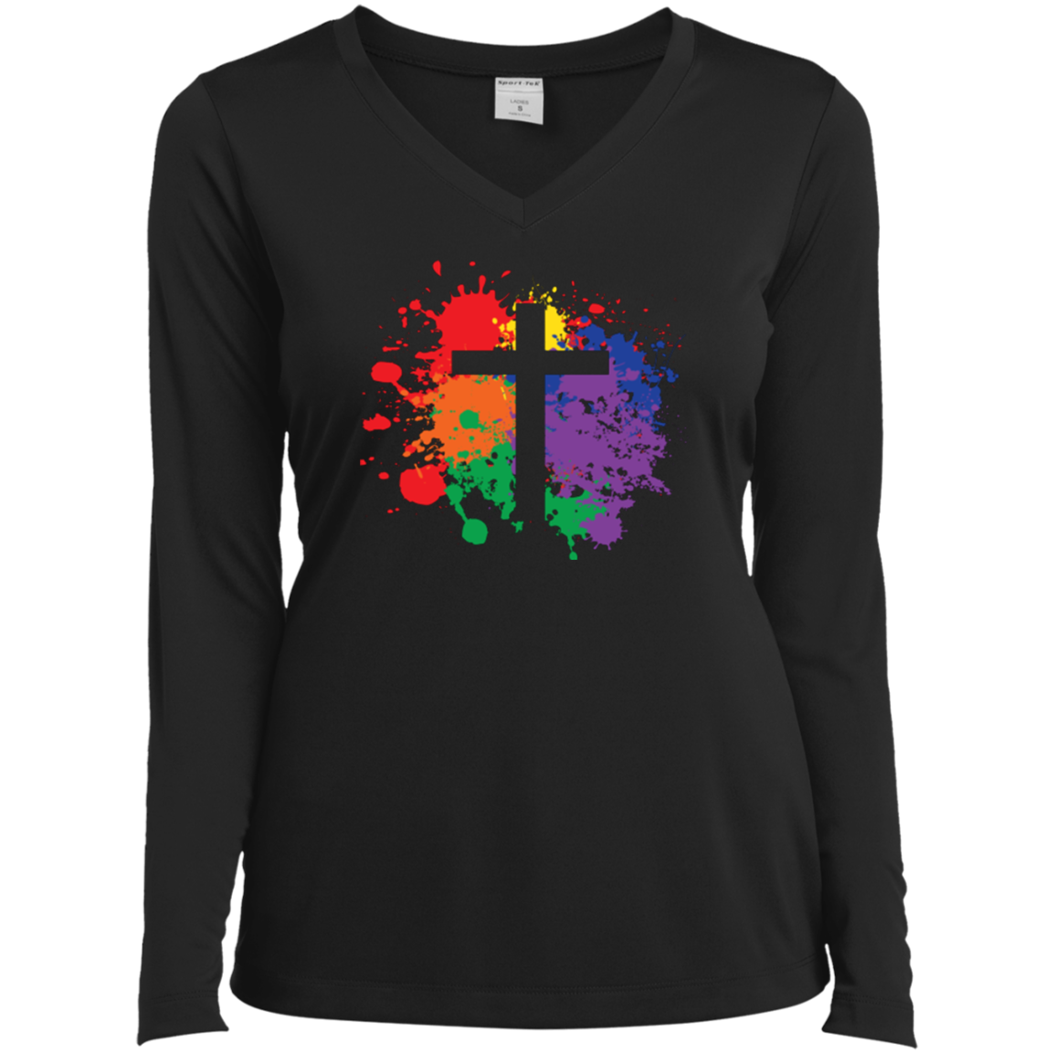 "Rainbow Splash Cross" Pride Shirt