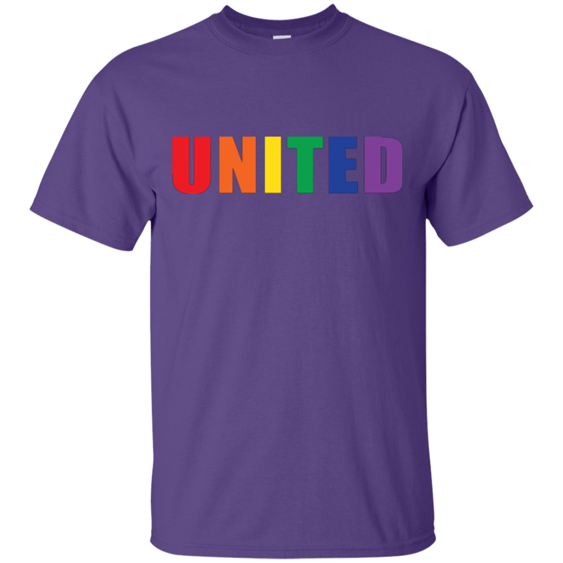 "United" Gay Pride Round Neck Purple Shirt LGBT Pride Tshirt for Men