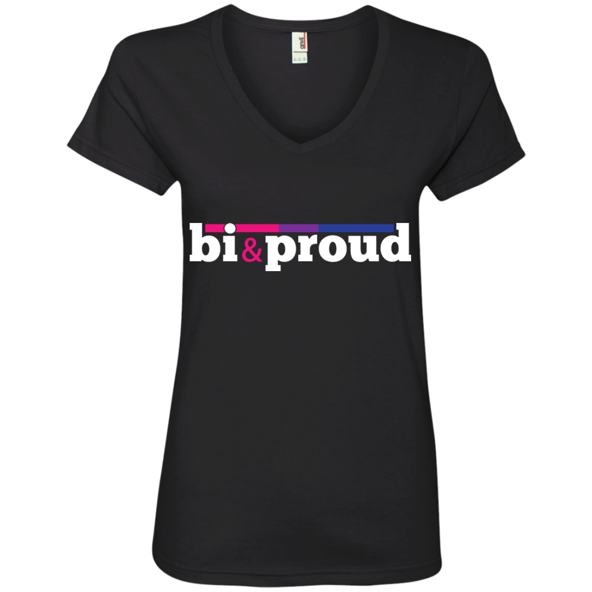 bi and proud v neck black tee