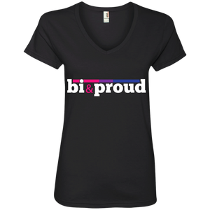 bi and proud v neck black tee