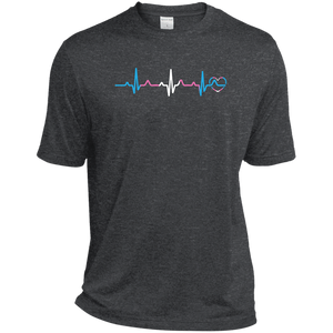 Trans Pride Heartbeat dark grey tshirt for men