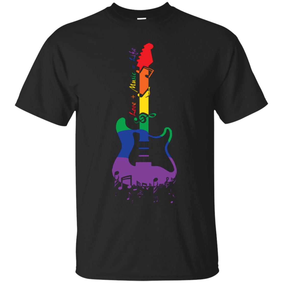 Rainbow guitar LGBT Pride Black tshirt for music lover Tshirt for men