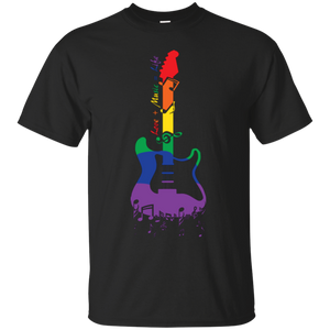 Rainbow guitar LGBT Pride Black tshirt for music lover Tshirt for men