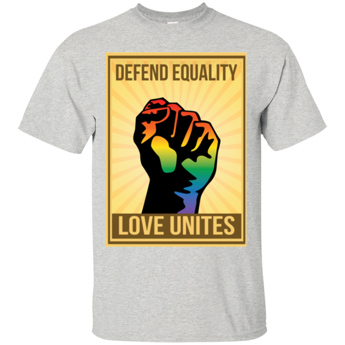 "Defend Equality, Love Unites" Gay Pride T-shirt Gray Color Round Neck Half Sleeves Digital Print T-shirt