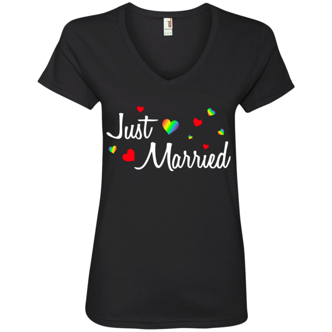 Just Married Rainbow Hearts Shirt