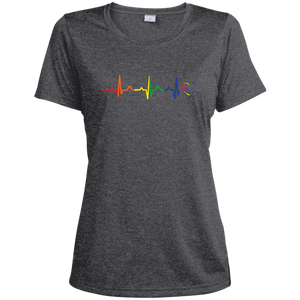 Rainbow Heartbeat gray color LGBT Pride tshirt for women