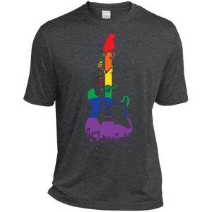 Rainbow guitar LGBT Pride dark grey tshirt for music lover Printed gay pride tshirt for men