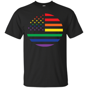 "Circular Rainbow Flag" Gay Pride Round Neck Black Color T-Shirt,  Half-Sleevs