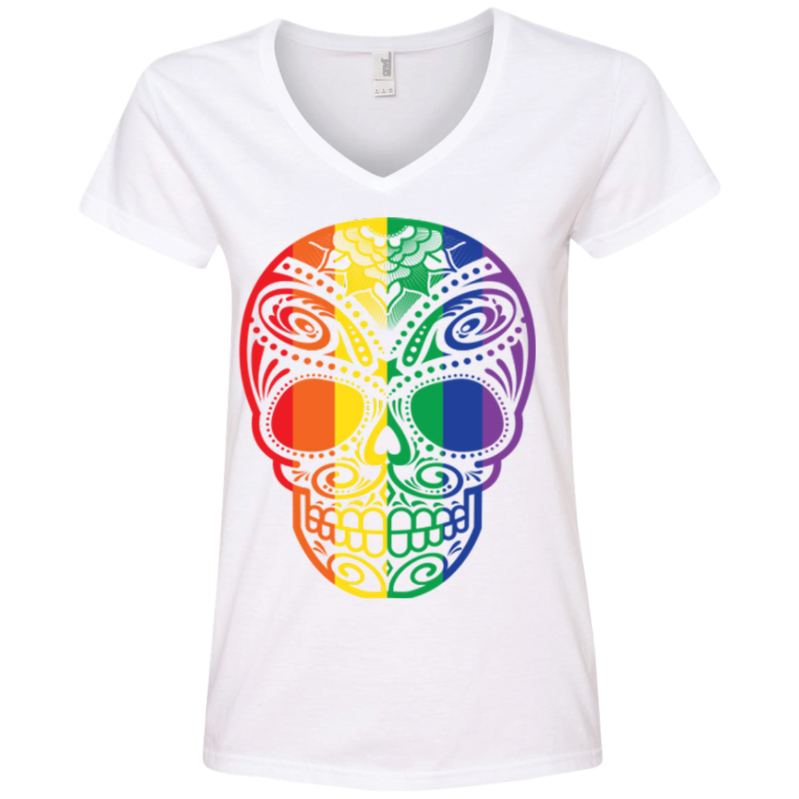 Rainbow Skull white T Shirt for women ultra cotton tshirt for women