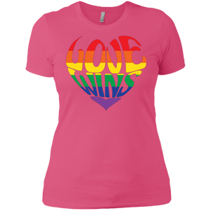 Love Wins Pink Half Sleeves LGBTQ Pride Tshirt for women