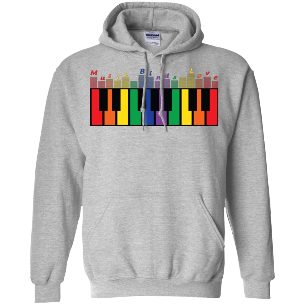 "Music Binds Love" Rainbow LGBT Pride grey hoodie for men & women