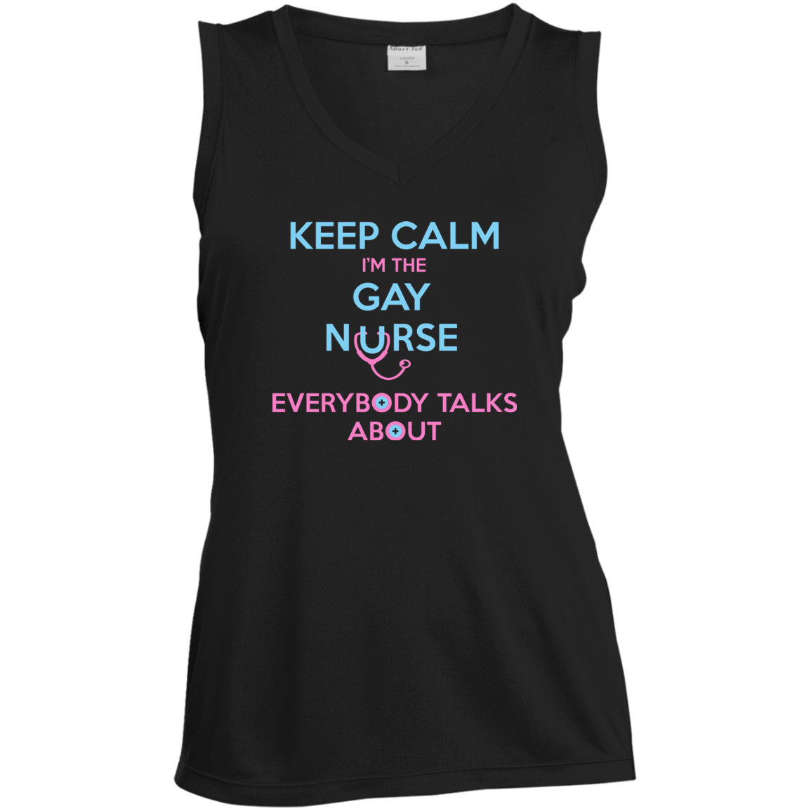 Keep Calm I'm The Gay Nurse black v-neck tshirt for women