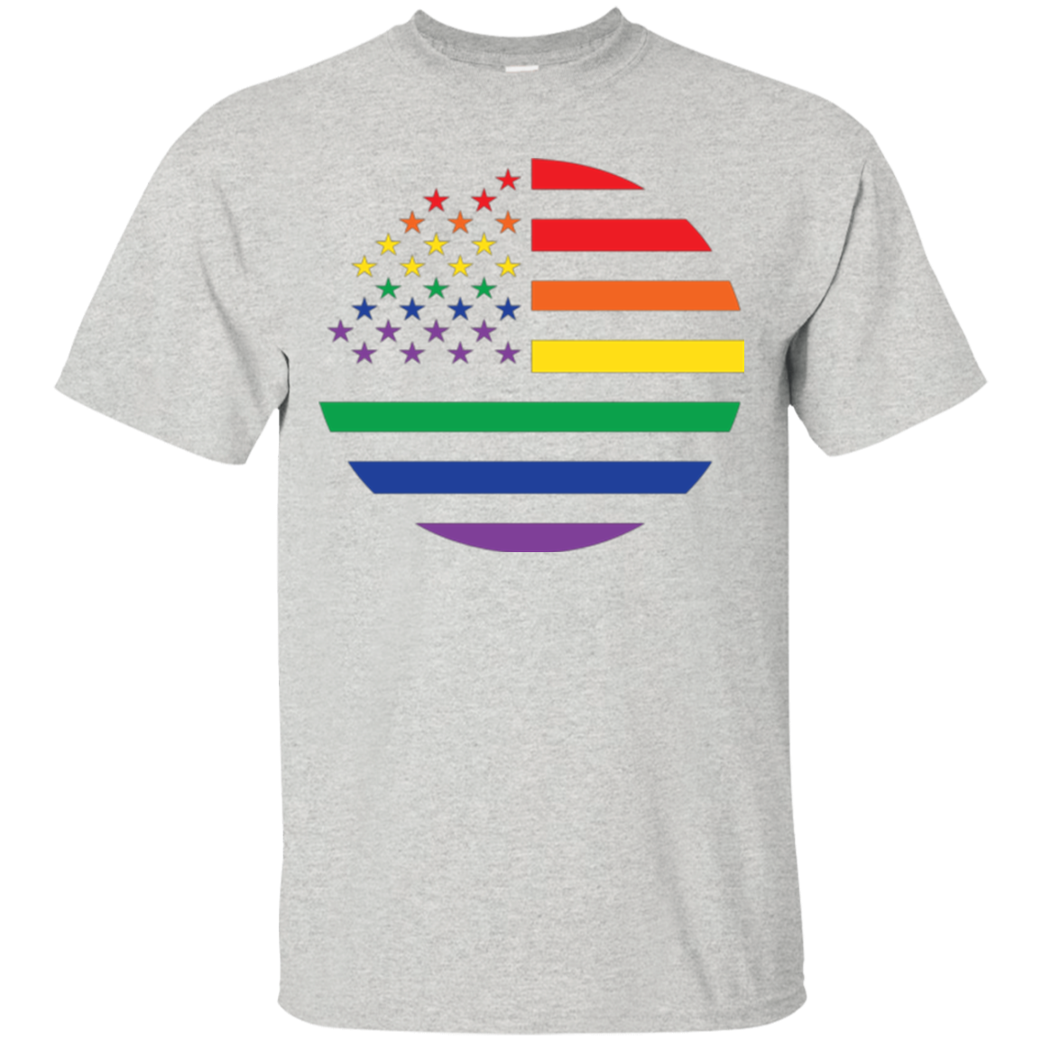 "Circular Rainbow Flag" Gay Pride Round Neck Gray Color Half-Sleeves T-Shirt