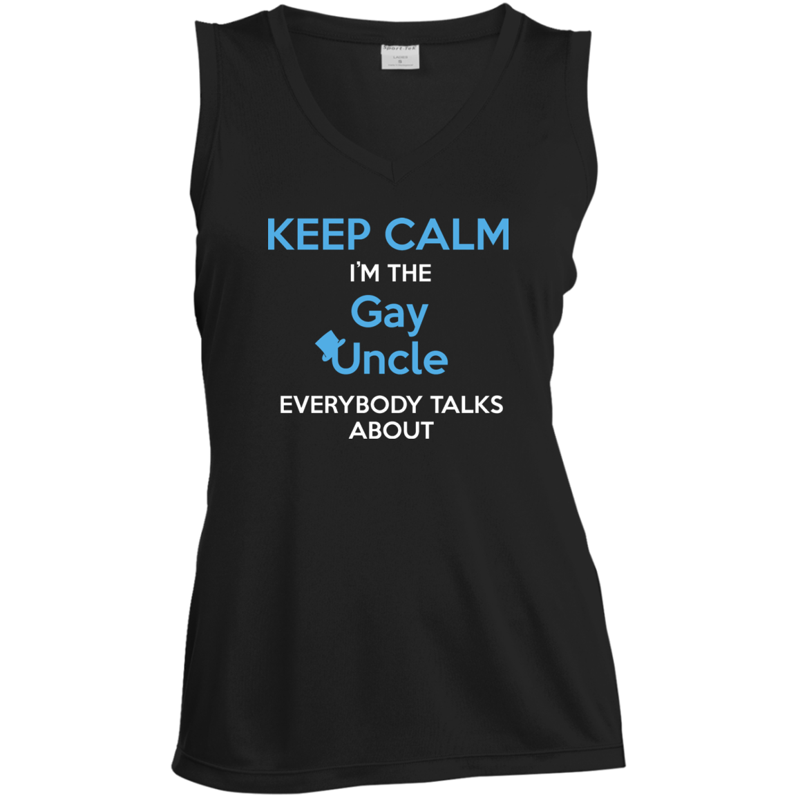 Gay pride sleeveless black women Shirt Keep Calm I'm The Gay Uncle quote printed v-neck Shirt 