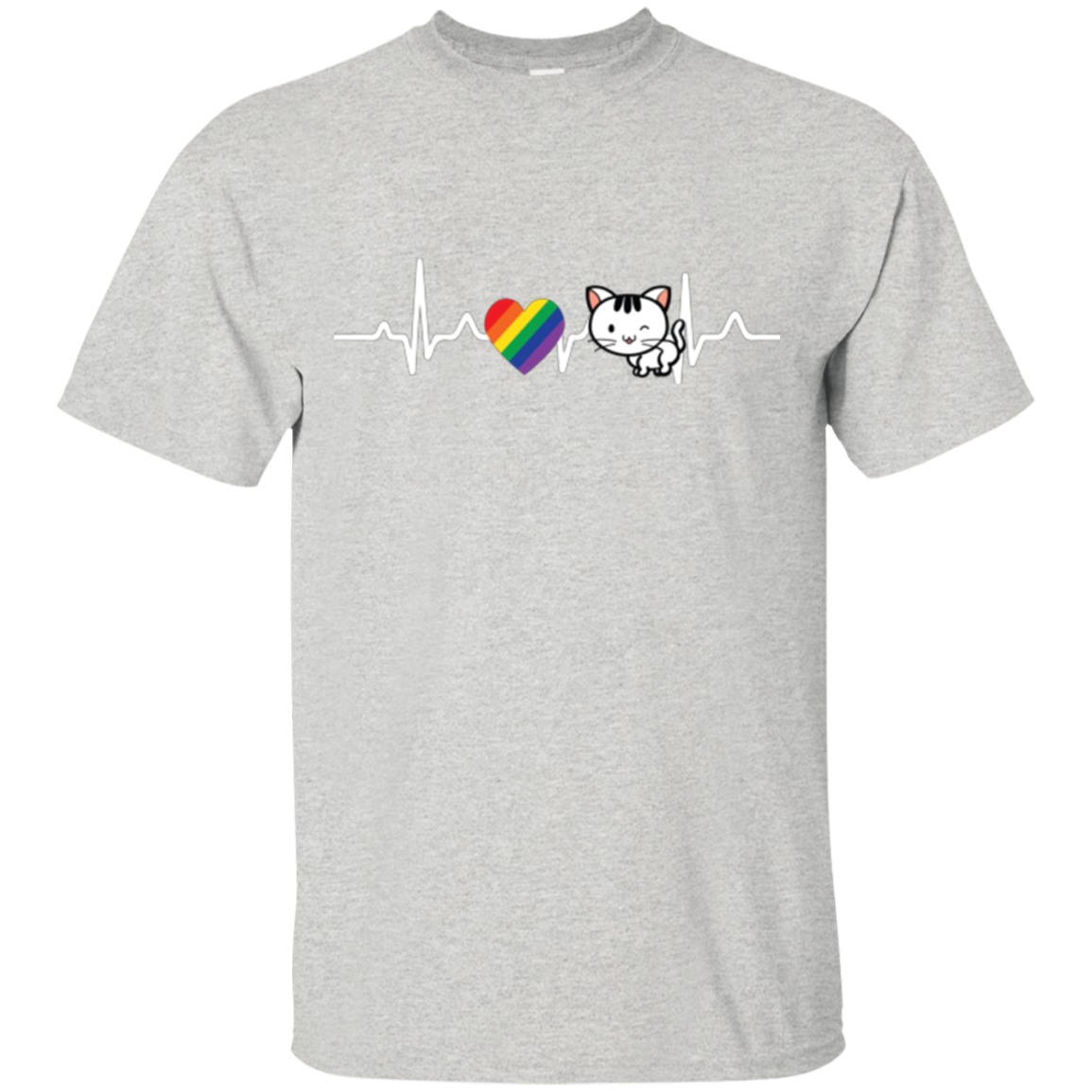 Cat Rainbow Heartbeat Pet Shirt