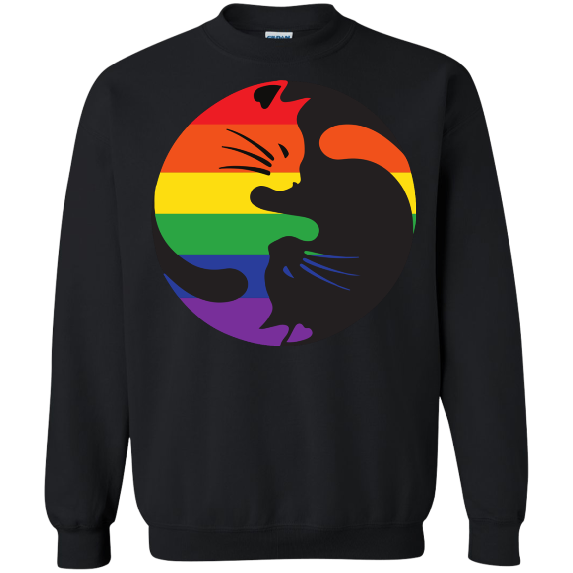 Rainbow Cat Yin Yang Pride T Shirt