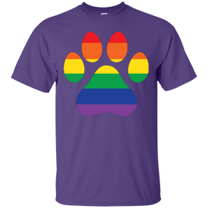 Rainbow Paw Print LGBTQ Pride Purple shirt for Men pet Lover tshirt