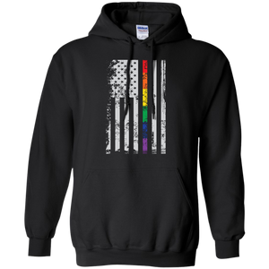 Rainbow Pride USA Flag Strip black Hoodie for men & women