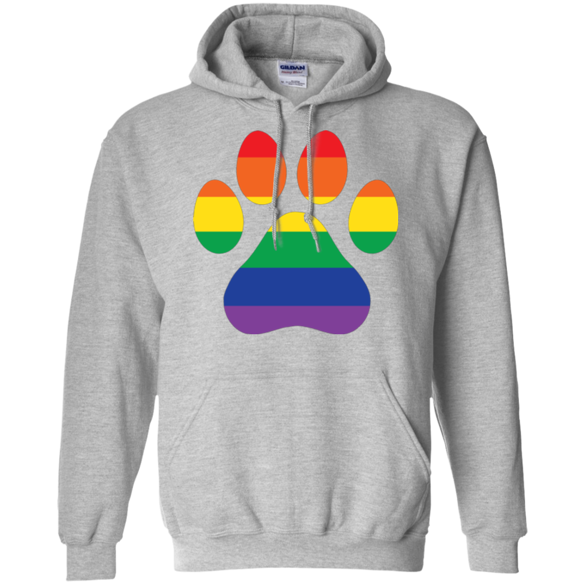 Rainbow Paw Print Grey Hoodie for Men & Women pet lover Hoodie for Men & Women