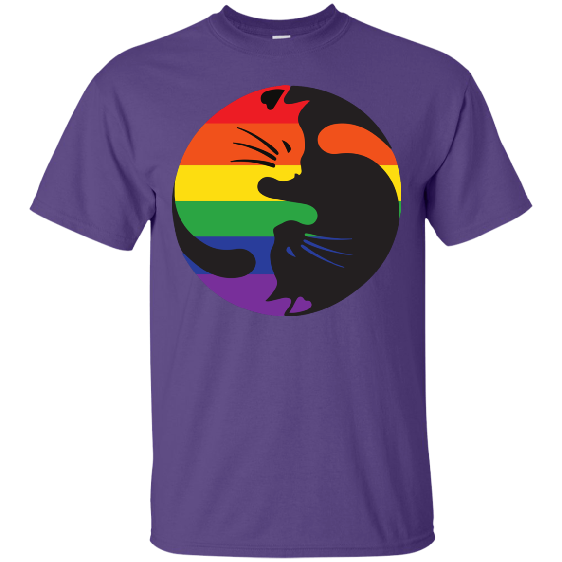 Rainbow Cat Yin Yang Pride T Shirt