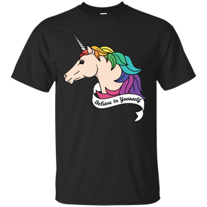 Believe in yourself unicorn black tshirt for Mens LGBT Pride Believe in yourself mens Tshirt