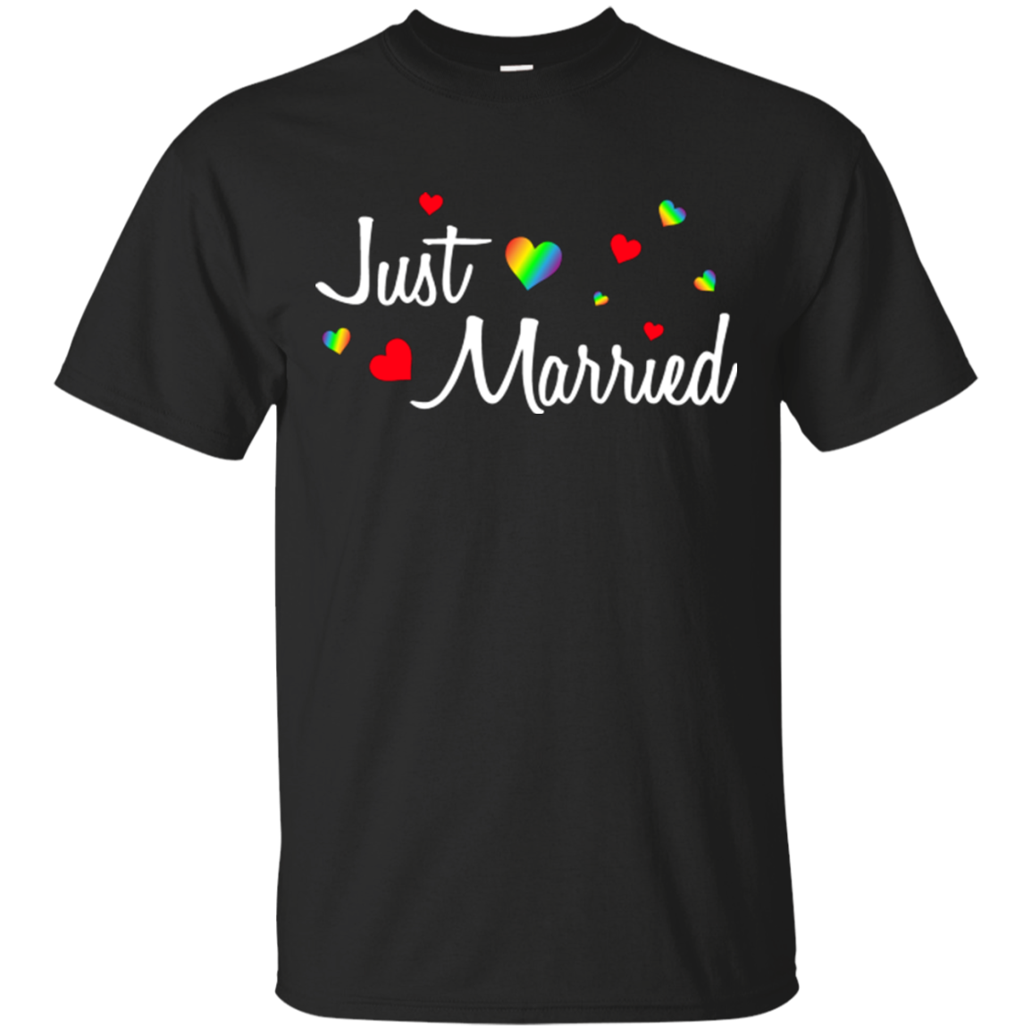 Just Married Rainbow Hearts Shirt