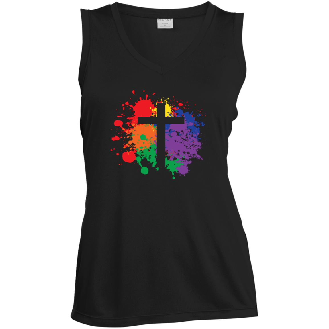 "Rainbow Splash Cross" Pride Shirt