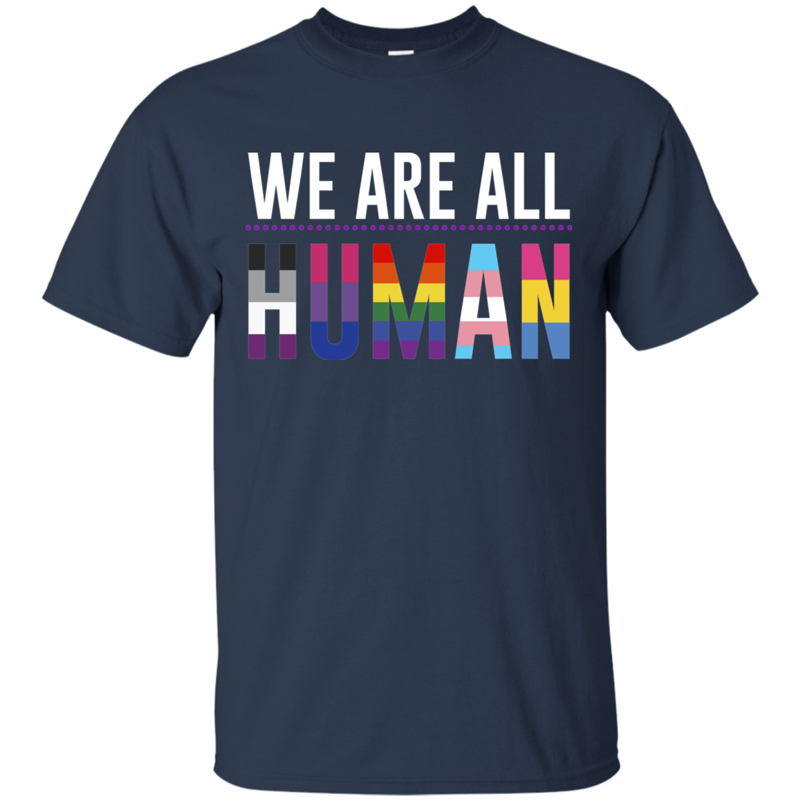 We Are All Human dark blue T Shirt for men, half sleeves round neck tshirt for men