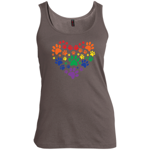 Rainbow Paw Print Love tanktop for women